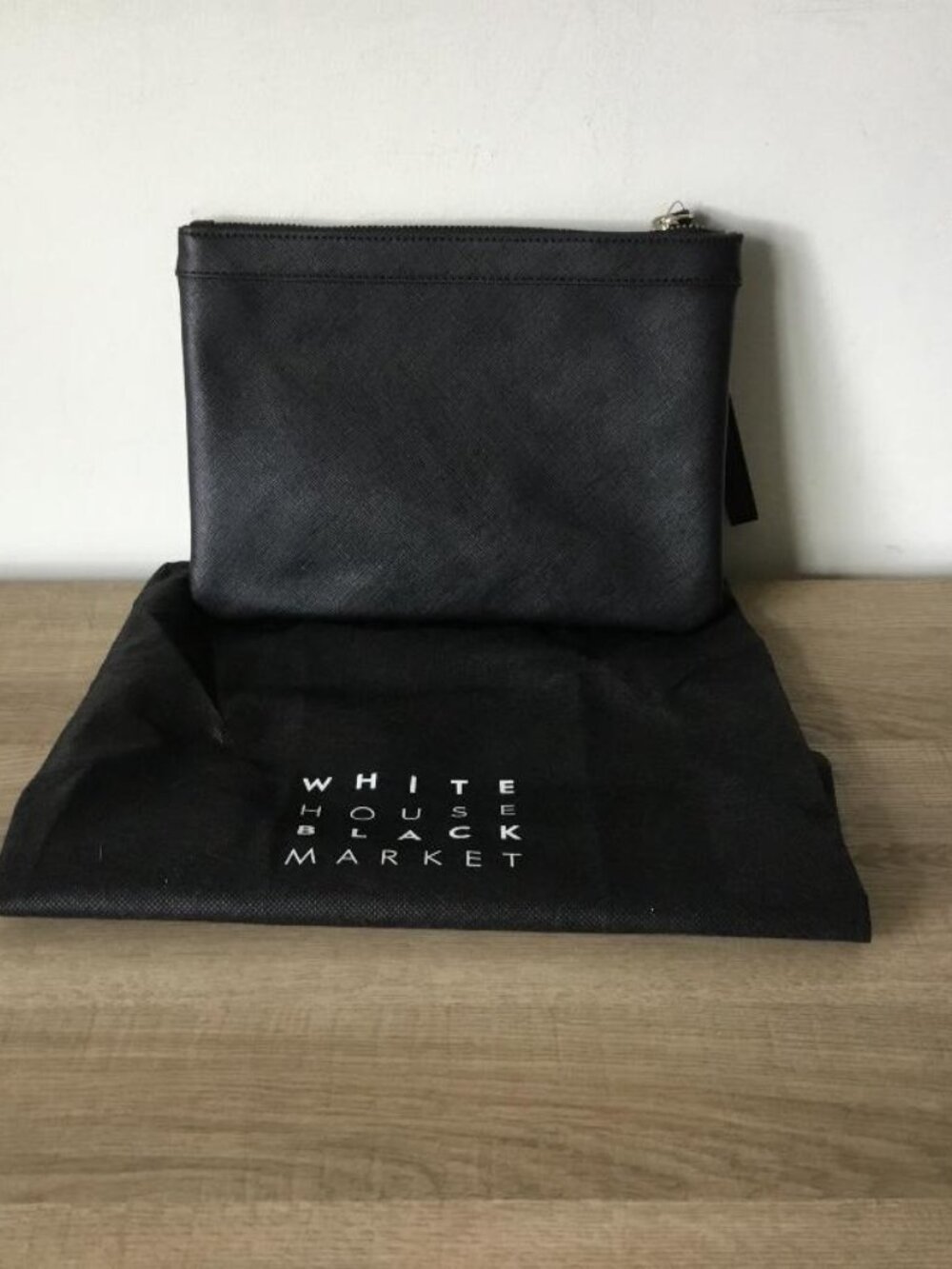 White House Black Market Studded Black Faux Leather Wristlet w/Vibrant Sunflower - Picture 2 of 2